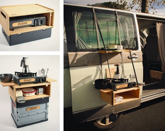 Camping mini kitchen, hanging table, bus shelf, cooking area compact & light for campers, festivals or tents