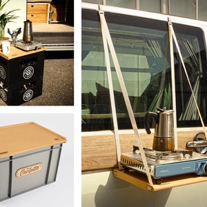 Bus shelf, Eurobox lid, van sideboard, beer crate seat, stool shelf, camping shelf "CarLotte® S"