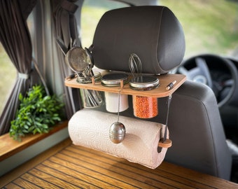 CarLotte® Camping Organizer / Spice Rack / Bus Shelf for Neck Rest, e.g., VW T5/6/7