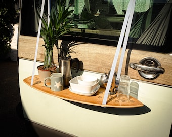 Bus shelf, outdoor kitchen, van sideboard, mini surfboard "CarLotte® Surf" for campers such as VW Bus, Ducato