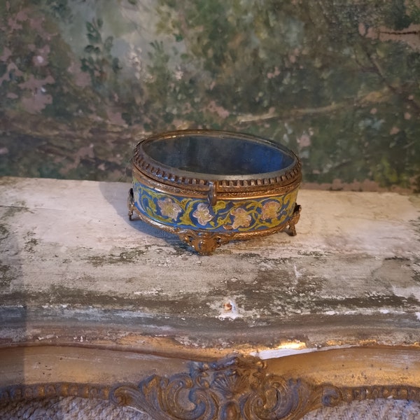 Boîte à bijoux ancienne XIX, verre biseauté. Napoléon III