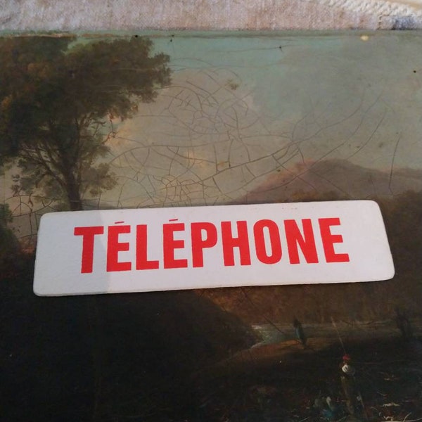 Ancienne plaque cartonnée Téléphone ou Poussez au choix