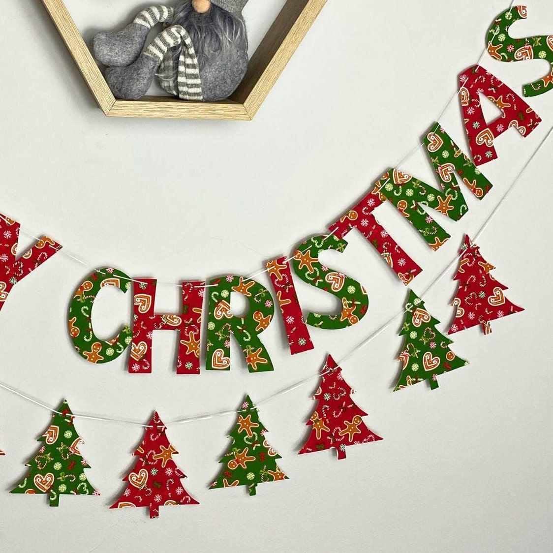 CHRISTMAS Bunting With Optional Matching Xmas Tree Garland 8 Festive ...
