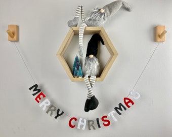 Mini Merry Christmas Nordic felt letter Garland, Christmas Bunting Decor, Scandi Holiday banner decoration
