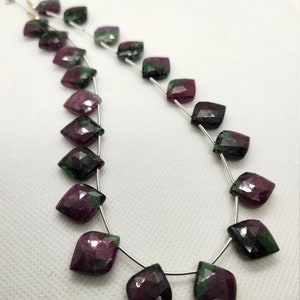 100% Natural, beautiful 21 Piece faceted ruby zoisite Leaf briolette, 15X13X5MM app, gemstone beads ruby, natural beads [B-86]