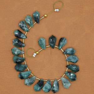 20 Faceted Emerald Briolette Beads, Handmade Jewelry Supplies