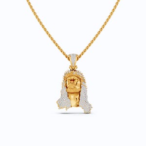 Super Iced Out CZ 925 Sterling Silver/10K Solid Gold Jesus Christ Pendant, 2.83 TCW Round Cut Moissanite/Lab Grown Diamond, Face Cut Pendant