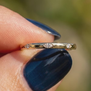 14k Solid Gold Marquise Lab Diamond Eternity Band, 0.70 TCW Wedding Ring