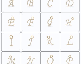 Pendiente con inicial de diamante de laboratorio en oro de 14 k: joyería personalizada con alfabeto