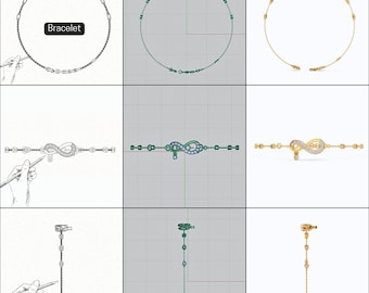 Custom 3D CAD Jewelry Design Service | Bracelet & Bangle Digital Mock-Up | Personalized Jewelry Rendering | Sketch to 3D
