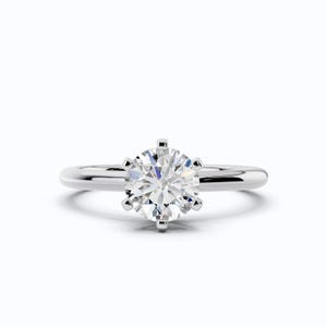 1.25 Ct Round Cut Lab Grown Diamond Ring, 14K Gold Solitaire Engagement Ring, EF/VVS-VS Lab Diamond Wedding Ring, Anniversary Gift for Wife