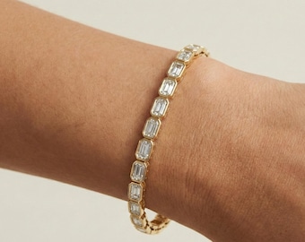 Emerald Cut CZ tennisarmband, verguld