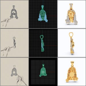 CAD Mock-Up: 3D Custom Jewelry Design service Model of your own jewelry in Face work