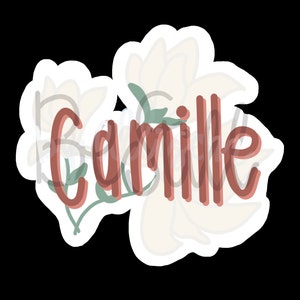 Pegatina de nombre personalizada sobre Magnolias