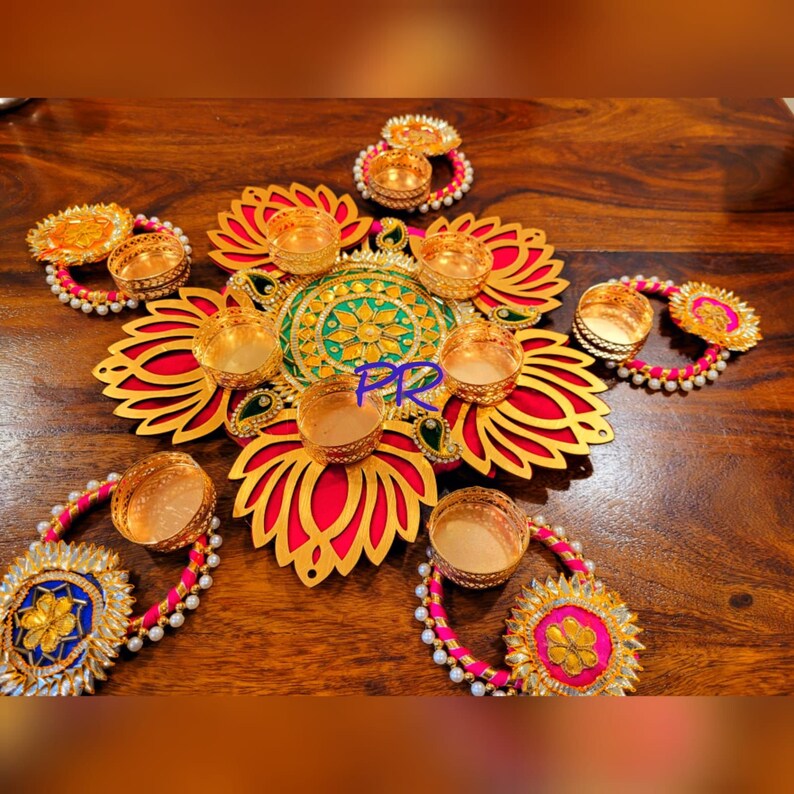 Set of Rangoli Tealight Candle Holders Temple Décor Candles Etsy