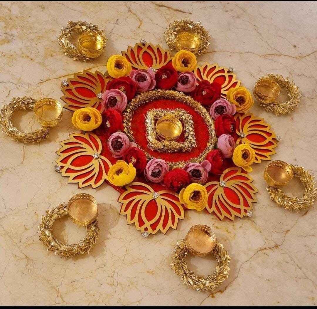 Floral Rangoli Mat Tealight Candle Holders Mat Temple Décor Etsy