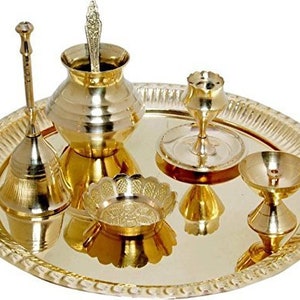 Ashtamangalya Set / Brass Pooja Thali Set worship Thali aarti Pooja Thali, Brass  Pooja Set -  Canada
