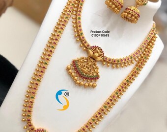 South Indian Women Necklace Set Gold Plated Jewelry Choker