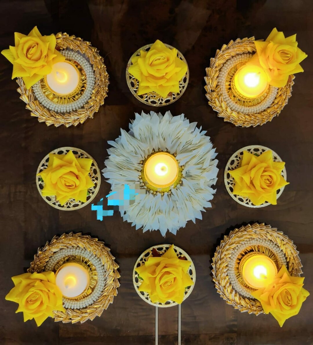 Floral Rangoli Mat Tealight Candle Holders Mat Temple Décor Etsy