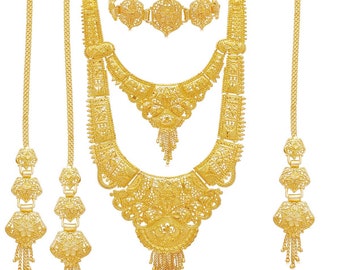 South Indian Women Necklace Set Gold 