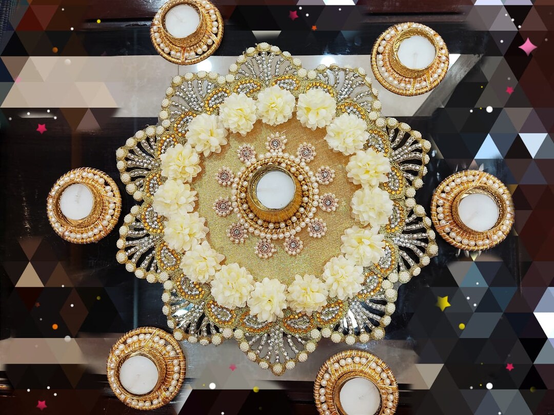 Floral Rangoli Mat Tealight Candle Holders Mat Temple Décor Etsy