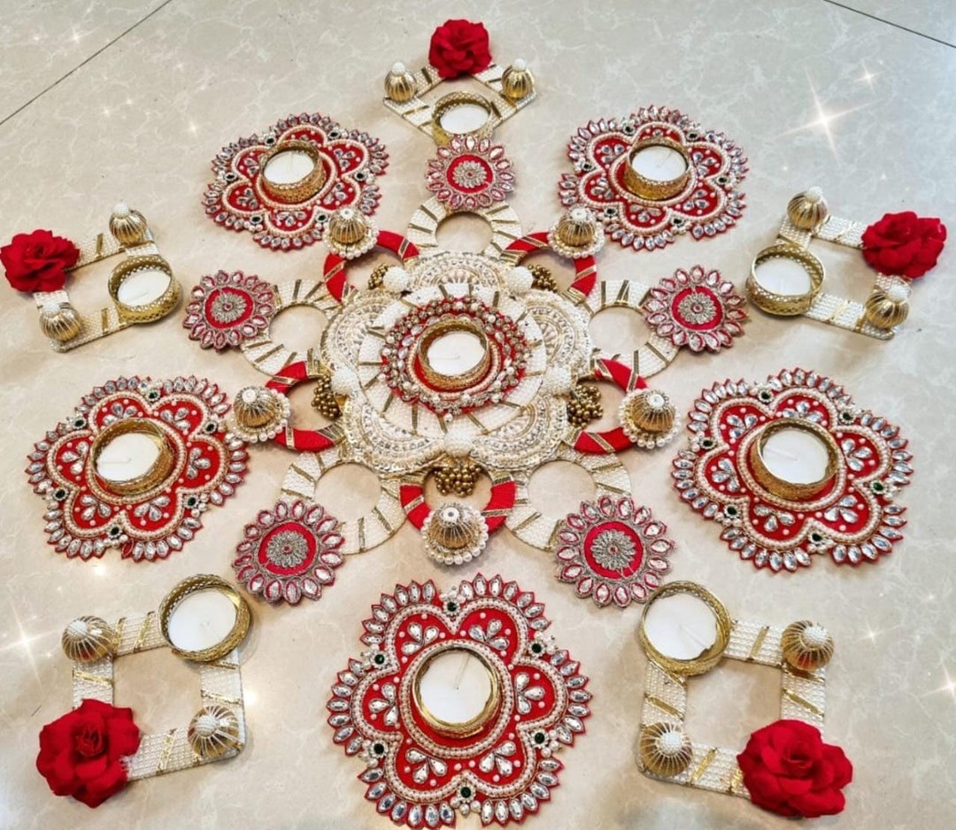 Floral Rangoli Mat Tealight Candle Holders Mat Temple Décor Etsy