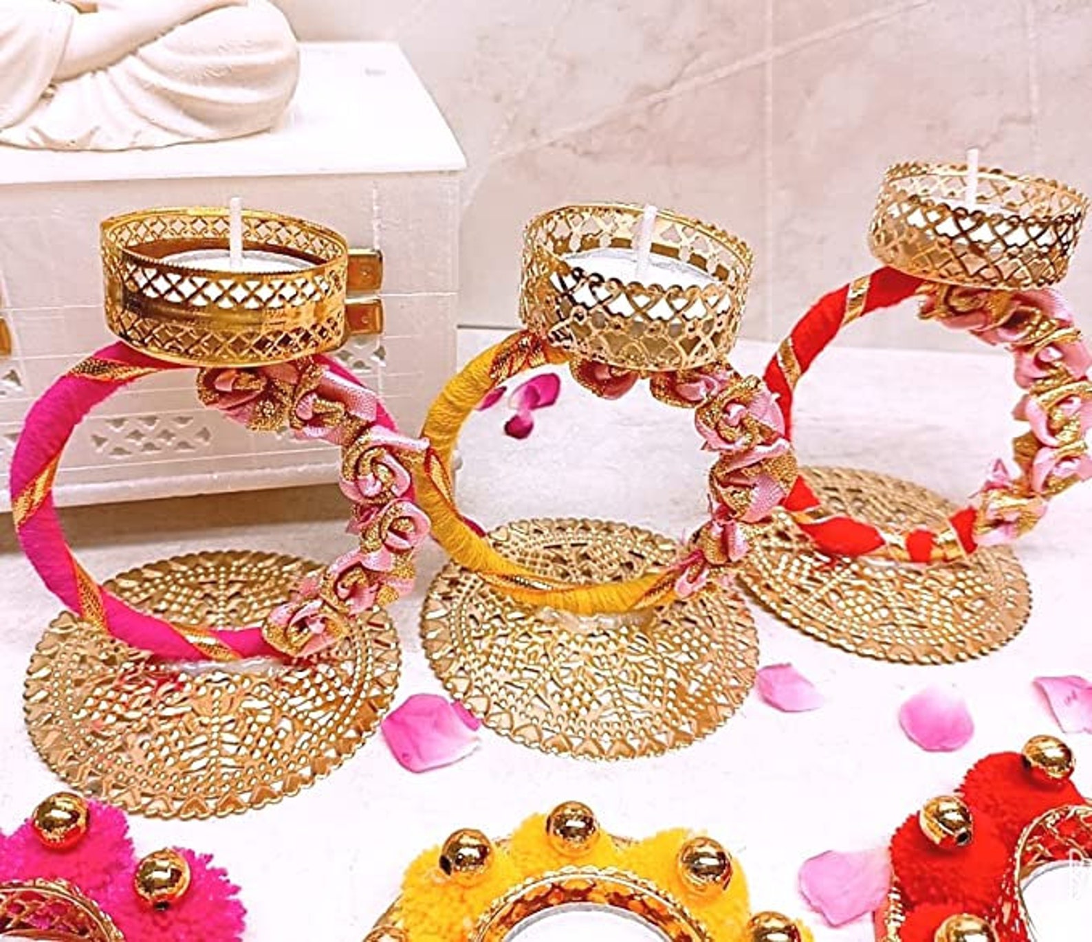 Floral Rangoli Mat Tealight Candle Holders Mat Temple Décor Etsy