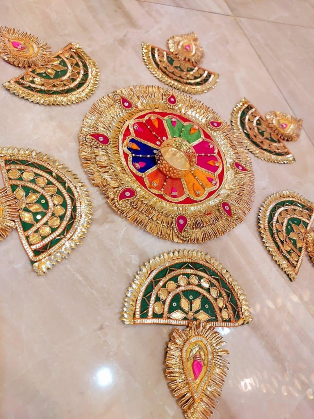 Set of 8 Floral Rangoli Tealight Candle Holders Mat Temple Etsy