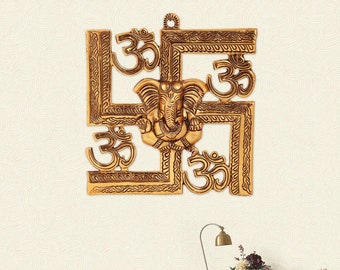 Craft Trade Handmade Metal Wall Hanging Swastik Ganesh Standard Desgin2 Craft Trade Handmade Metal Wall Hanging Swastik Ganesh Standard Desgin2