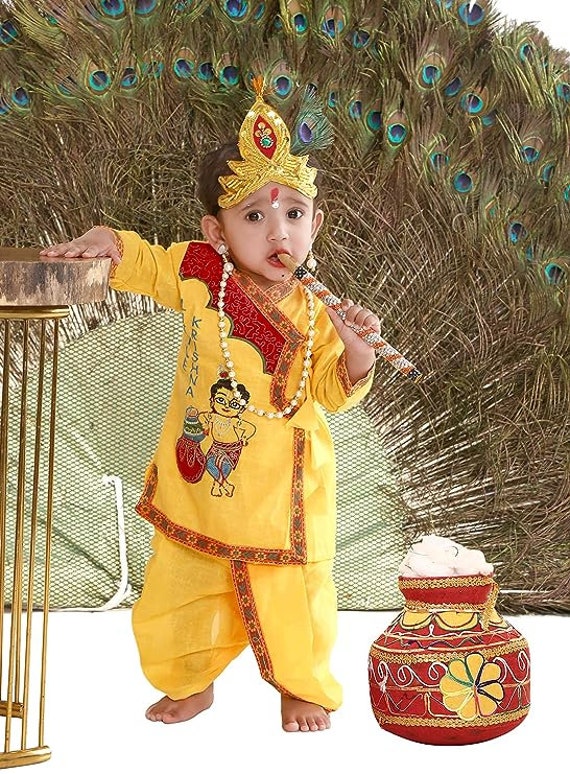 Fancy Dresses Radha Brocade Fabric Janmashtami Mythological Character  Costume | eBay