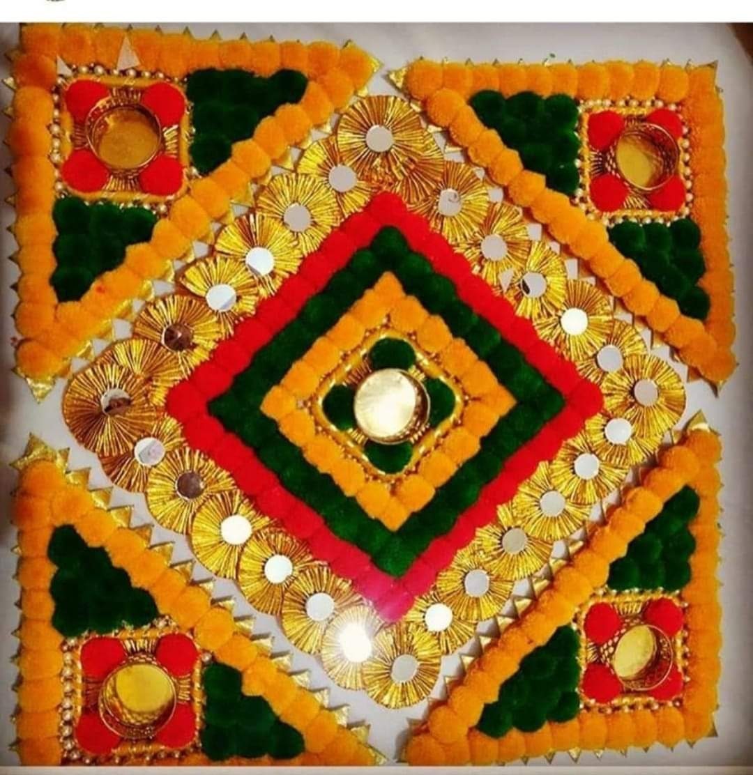 Buy Floral Rangoli Mat Tealight Candle Holders Mat Temple Décor ...