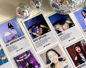 Lot de 16 affiches Olivia Rodrigo, affiches d'albums de musique, produits dérivés d'Olivia Rodrigo, kit de collages muraux, décoration esthétique pour dortoir, affiche acidulée