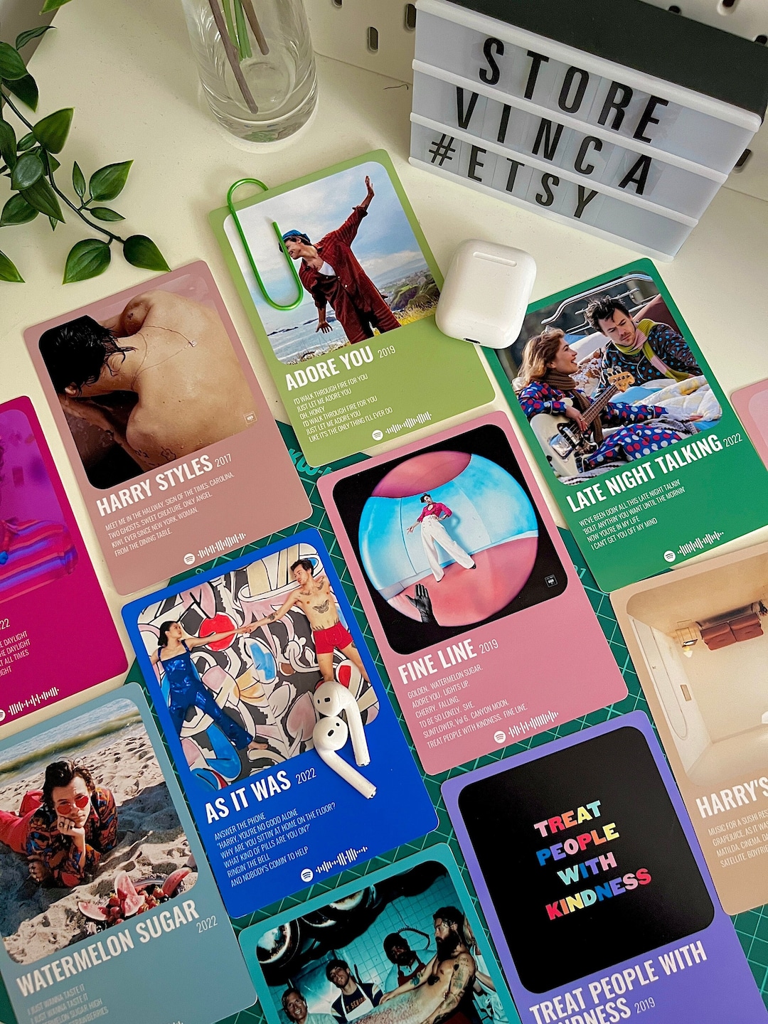 Harry Styles Pack of 12 Music Postcards, Song Prints, Custom Music