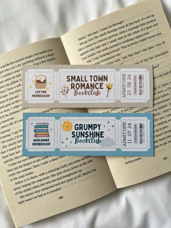 Grumpy Sunshine and Small Town Romance Bookmarks | Trope Bookmarks | Bookish Gift | Bookmark Ticket | Bookclub Bookmark | Cute Bookmarks