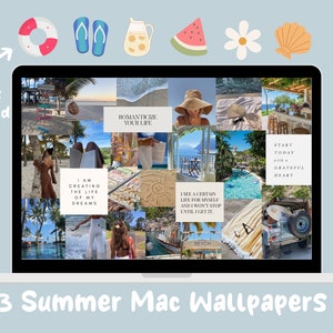 Sfondi e icone estivi per MacBook / 13 pollici / Vision Board / Collage / Sfondi estetici / Mood Board