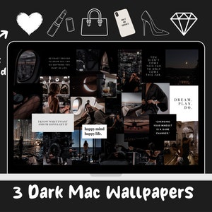 Sfondi e icone scuri per MacBook / 13 pollici / Vision Board / Collage / Sfondi estetici / Mood Board