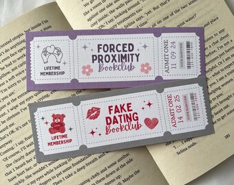Forced Proximity and Fake Dating Bookmarks | Trope Bookmarks | Bookish Gift | Bookmark Ticket | Bookclub Bookmark | Cute Bookmarks
