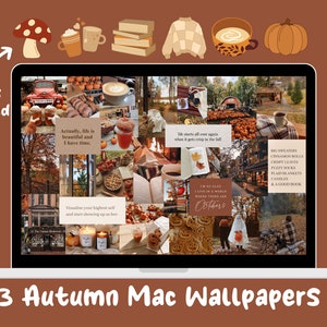 Sfondi e icone autunnali per MacBook / 13 pollici / Vision Board / Collage / Sfondi estetici / Mood Board