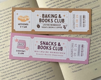 Baking and Snacks Bookmarks | Cozy Bookmarks | Bookish Gift | Bookmark Ticket | Bookclub Bookmark | Cute Bookmarks