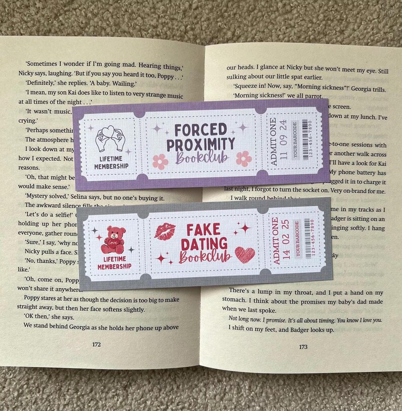 Forced Proximity & Fake Dating Bookmark Designs | PNG File | Digital Bookmark | Bookish Gift | Instant Download | Personal Use | Book Tropes image 2