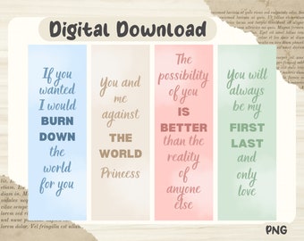 Twisted Romance Bookmark Designs | PNG File | Printable Bookmarks | Digital Bookmarks | Bookish Gift | Instant Download | Personal Use