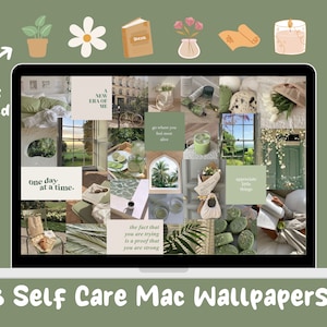 Sfondi e icone per MacBook Self Care / 13 pollici / Vision Board / Collage / Sfondi estetici / Mood Board