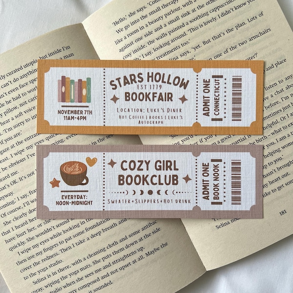 Cozy Girl and Bookfair Bookmarks | Bookish Gift | Bookmark Ticket | Bookclub Bookmark | Cute Bookmarks | Autumn Fall Bookmarks
