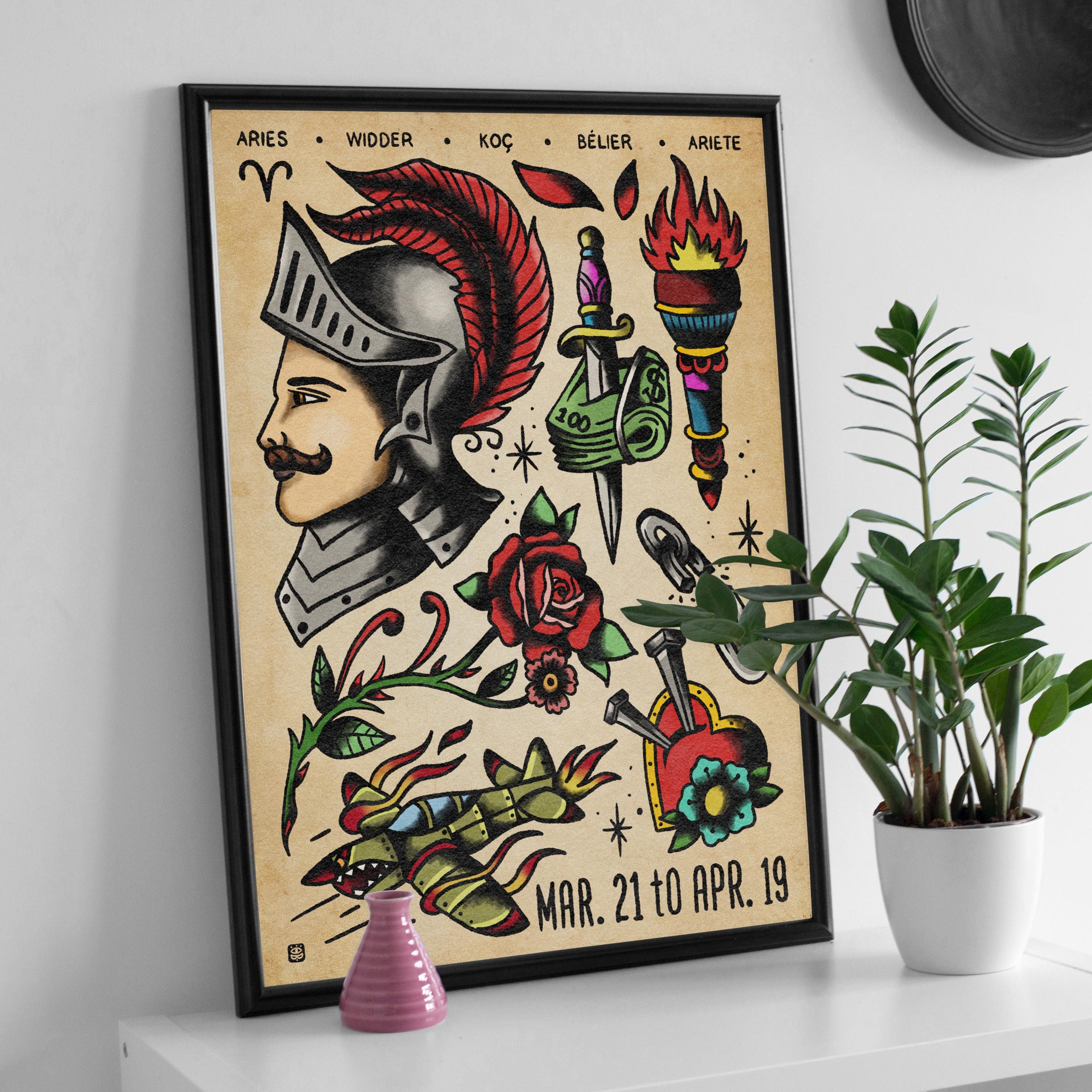Zodiac Sign Aries - Oldschool Design - Etsy