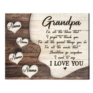 Personalized Grandpa Canvas: Grandkids Names, Sentimental Gift