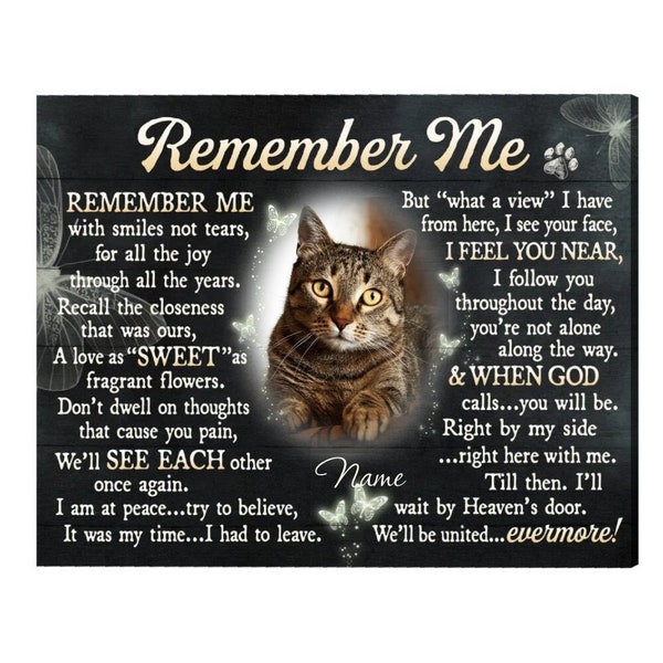 Personalized Memorial Gifts For Loss Of Cat Wall Art, Cat Loss Gifts, Cat Memorial Gifts, Pet Loss Frame, Cat Photo Gift, Cat Sympathy Gifts