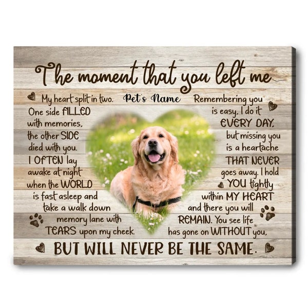 Custom Pet Memorial Canvas: Personalized Dog Loss Remembrance Gifts