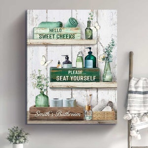 Farmhouse Bathroom Canvas Art: Funny Restroom Decor