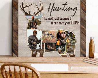 Personalized Hunting Photo Collage Canvas: Deer Hunting Gifts For Him