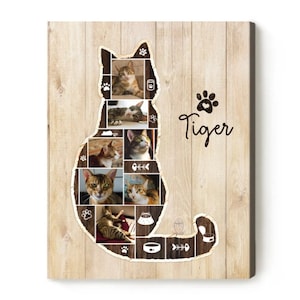 Personalized Cat Photo Collage Canvas: Cat Memorial Gift